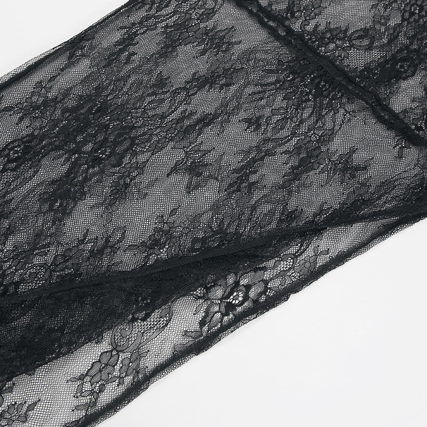 Lace See Through Side Split Long Dress