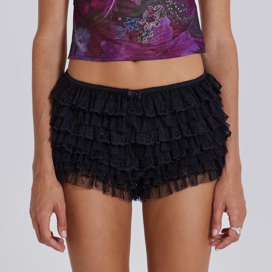 Sexy Lace Low Waist Ruffle Shorts