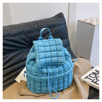 Solid Color Puffer Plaid Lightweight Shoulder Bag