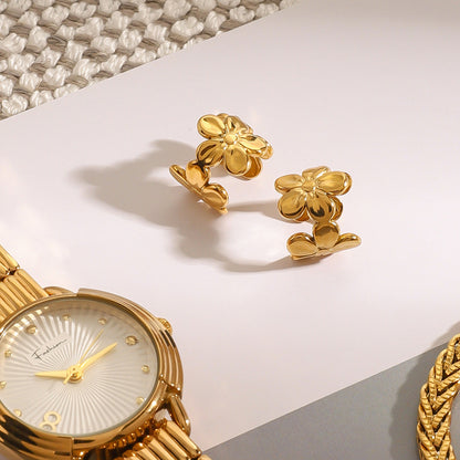 Flower Shaped Sweet Clip Earrings