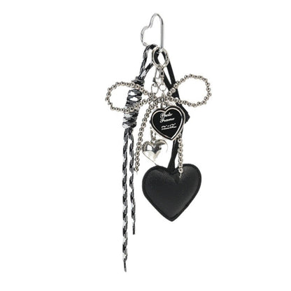 Trendy Leather Heart Braided Rope Bag Charm