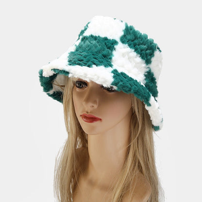 Checker Contrast Color Thicken Bucket Hats