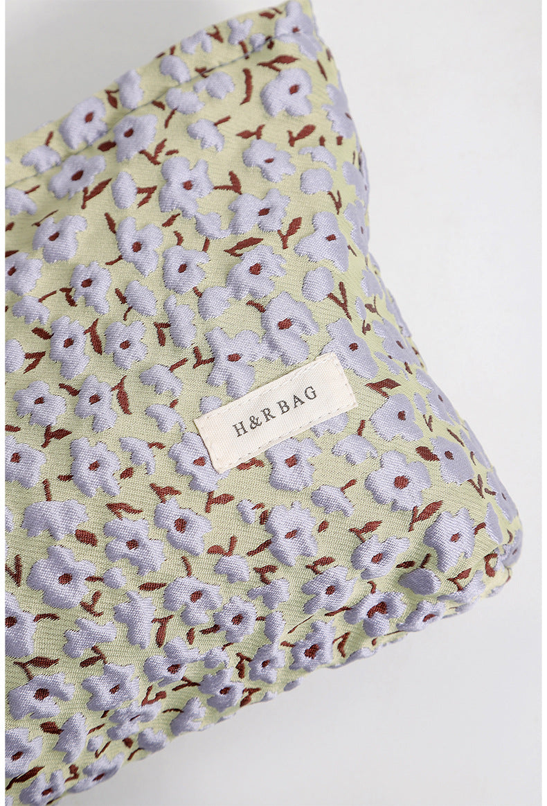Color Block Flower Jacquard Makeup Bag