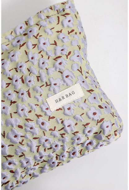 Color Block Flower Jacquard Makeup Bag