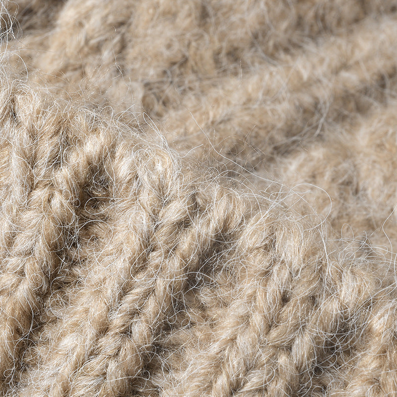 Solid Color Knit Hat Jacquard Padded Beanie