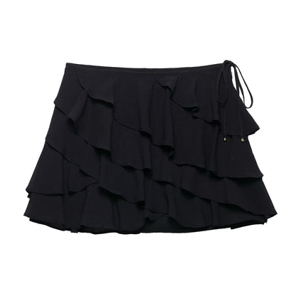 Ruffle V-Neck Sleeveless Top Mini Skirt Set