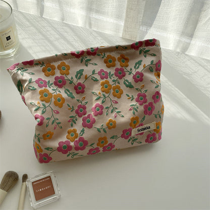 Flower Print Large Capacity Make Up Bag