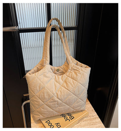 Solid Color Large Capacity Puffer Handbag