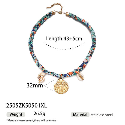 Boho Shell Pendant Braided Cord Necklace