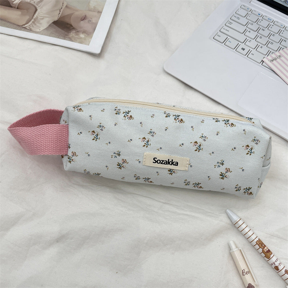 Simple Flower Print Makeup Pencil Pouch