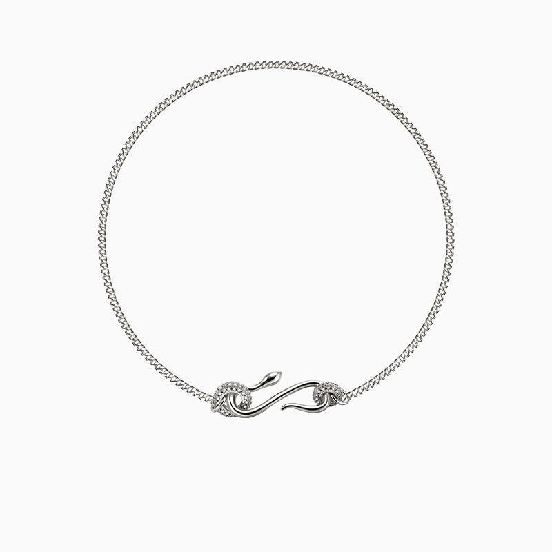 Rhinestone Snake Shaped Chain Pendant Necklace