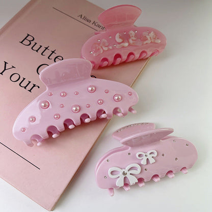 2+Pink Bow Knot Sweet Cute Hair Claws