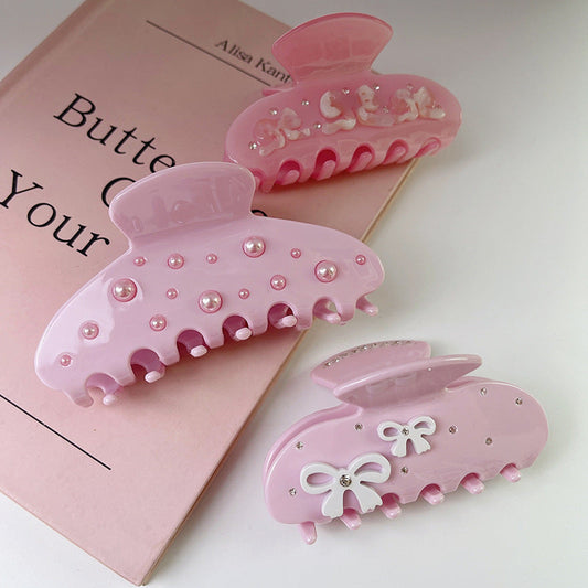 2+Pink Bow Knot Sweet Cute Hair Claws