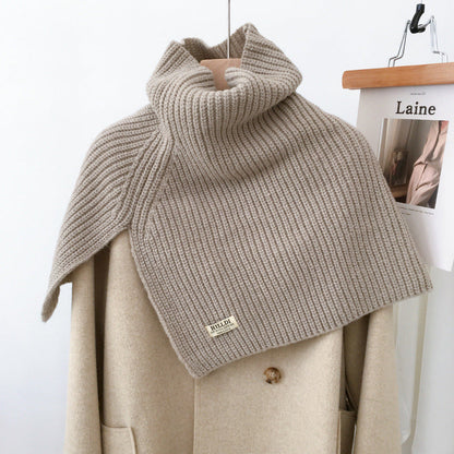 Solid Color Pullover High Neck Knitted Scarf