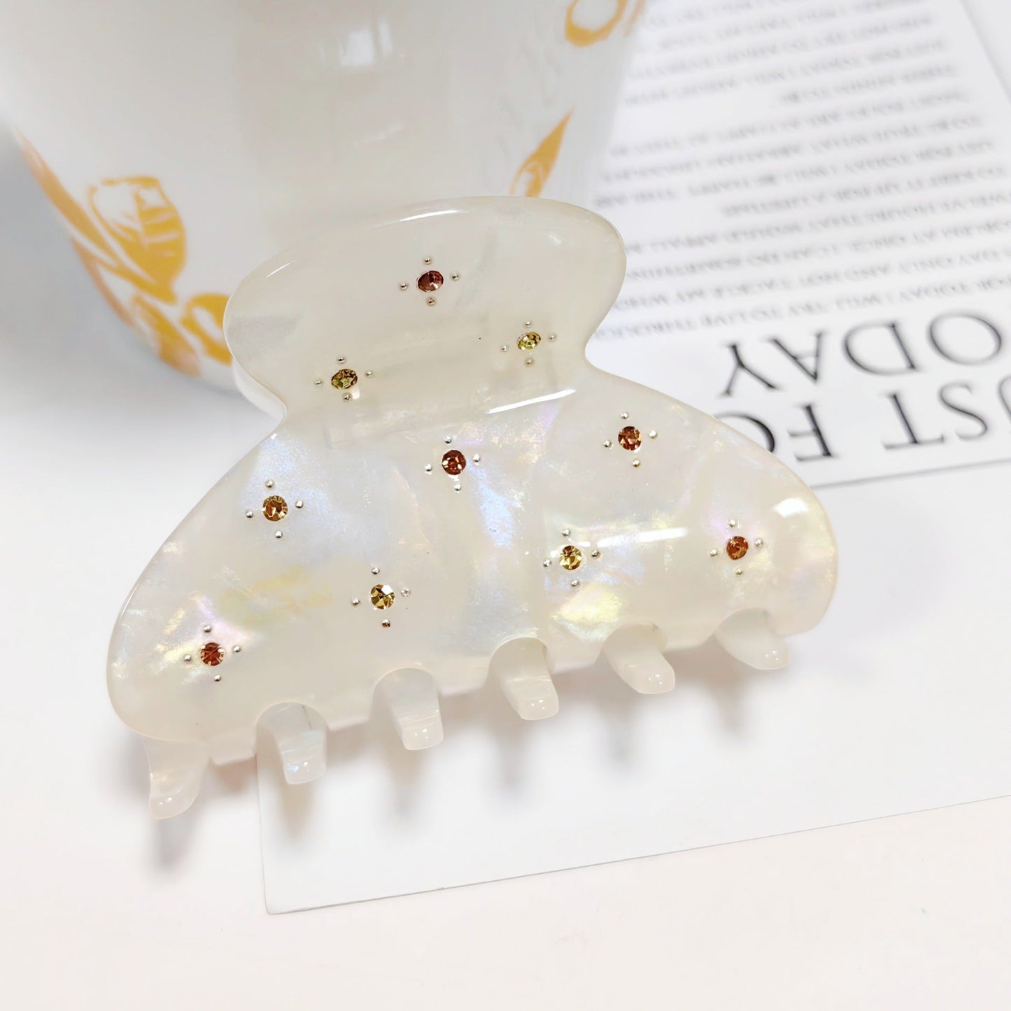 Solid Color Rhinestone Acetate Hair Claw