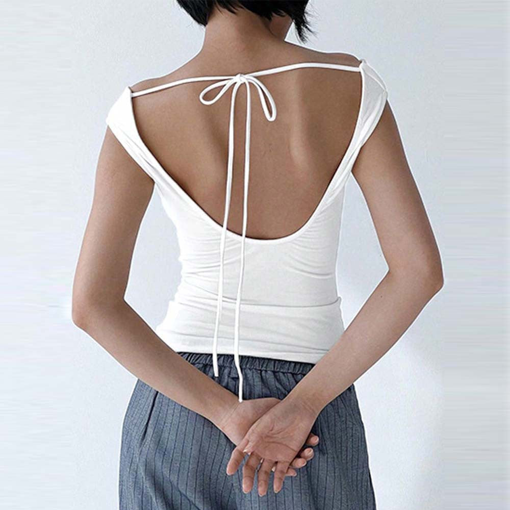 Off Shoulder Backless Slim Top