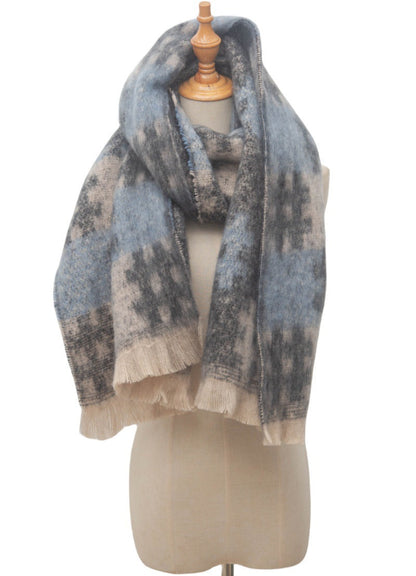 Plaid Print Contrast Color Scarves