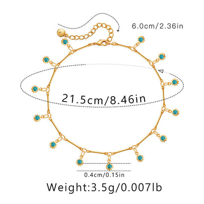 Blue Bead Pendants Tassel Chain Anklets