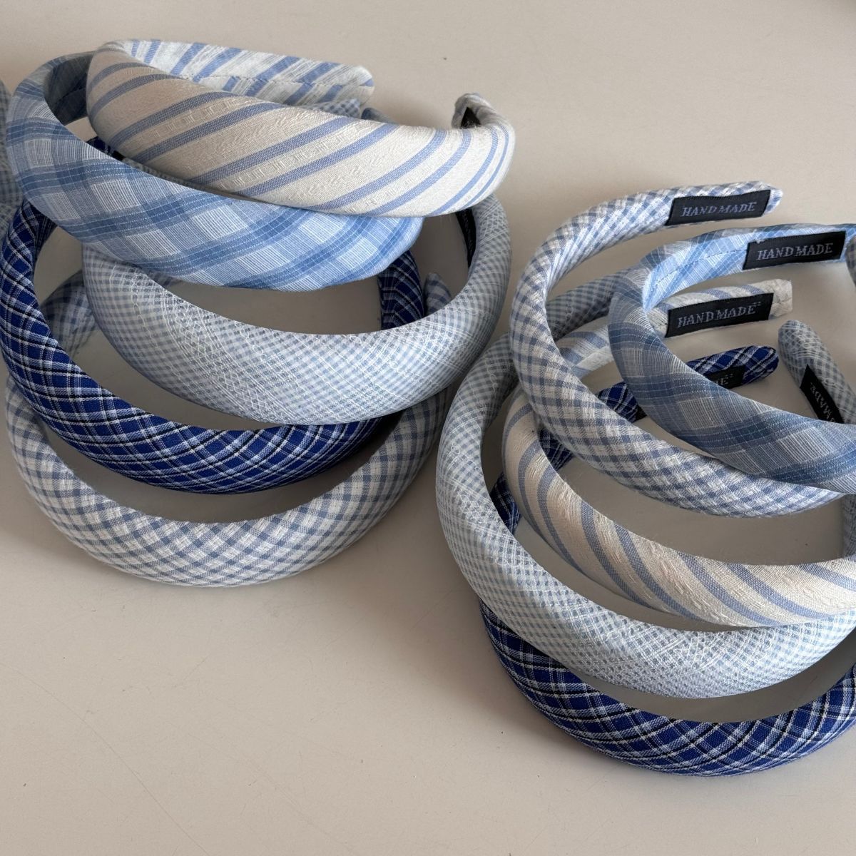 Blue Plaid Cute Wide Padded Headbands
