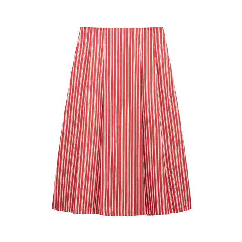Sexy Striped Sleeveless Top A-Line Skirt Set