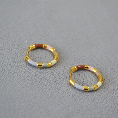 Simple Colourful Gold Plated Enamel Hoop Earrings
