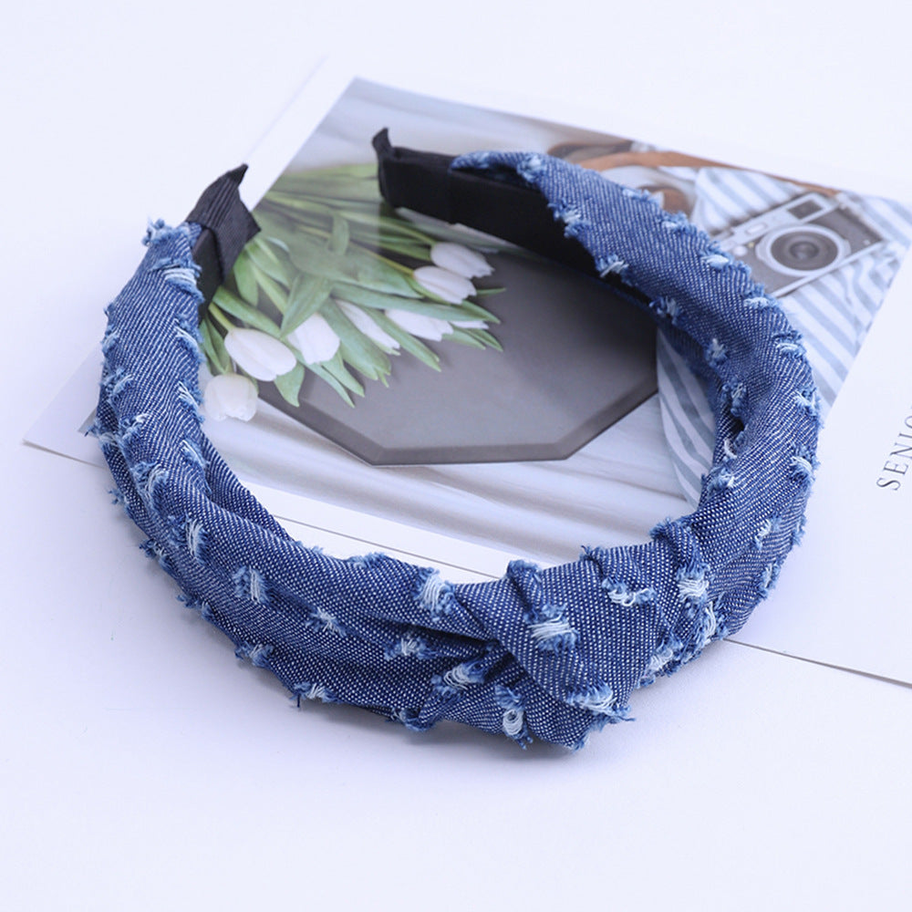 Vintage Demin Stripe Knot Headband