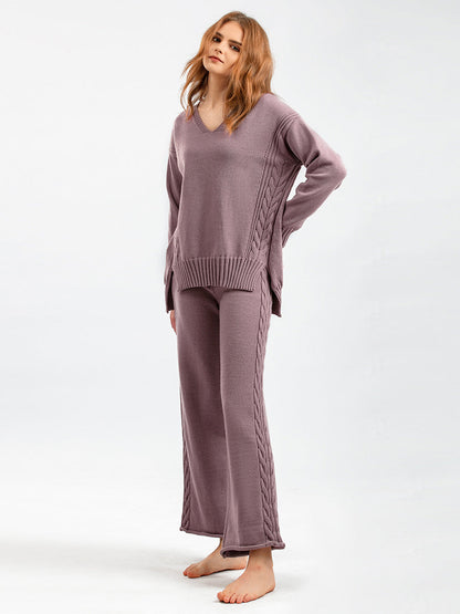 2+ V-Neck Side Split Knit Sets