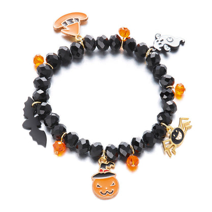 Spooky Ghost Pumpkin Spider Charm Halloween Bracelet