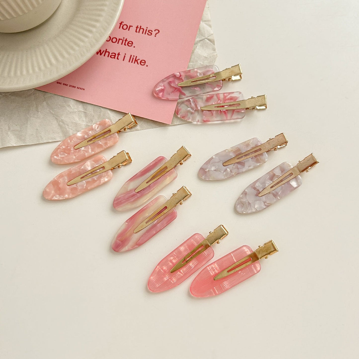 2+ 2Pcs Simple Sweet Pink Hair Clips
