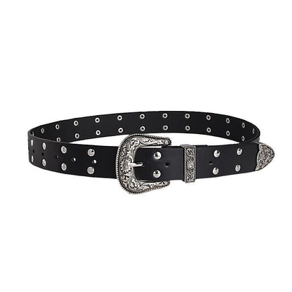 Vintage Punk Double Row Rivets Wide Belts