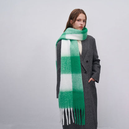 Plaid Color Block Thicken Warm Scarves