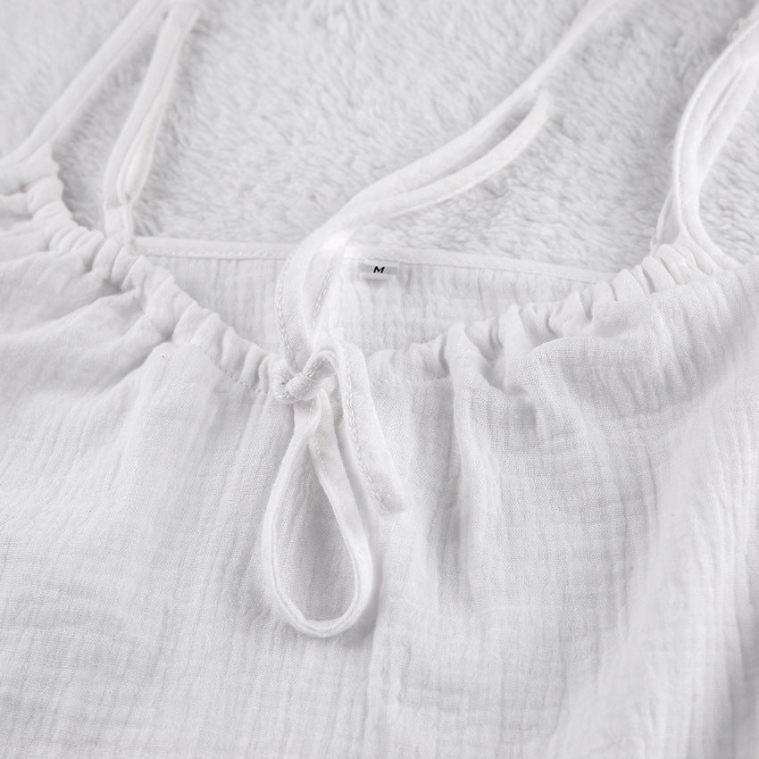 White Loose Casual Sleepwear Sets