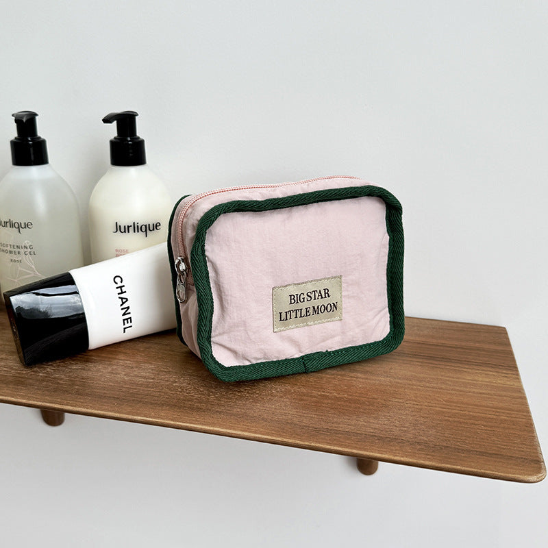 Cute Color Block Soft Makeup Bag