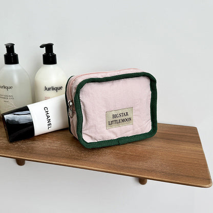 Cute Color Block Soft Makeup Bag