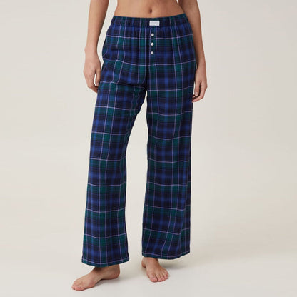 Plaid Loose Pockets Wide Leg Pants