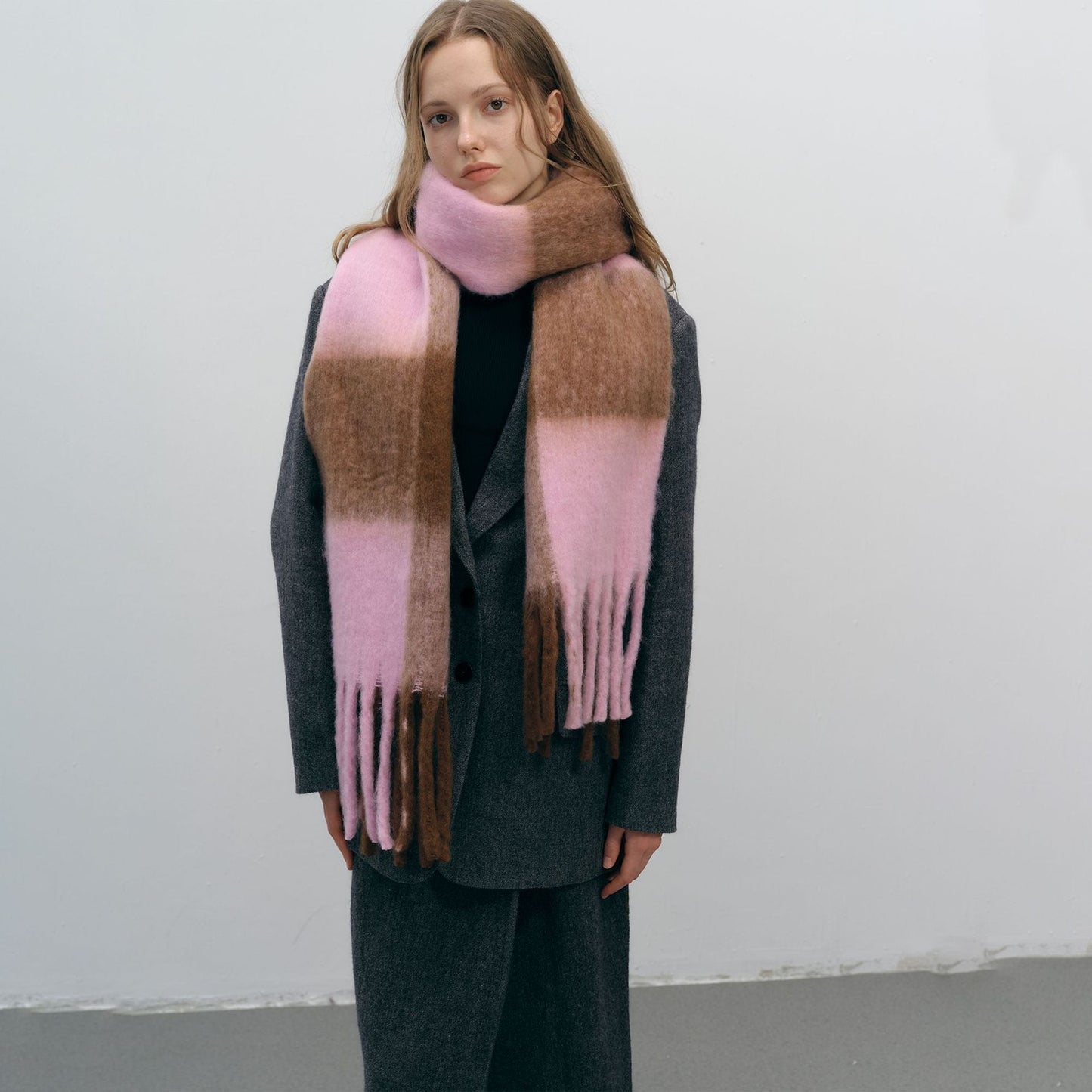 Plaid Color Block Thicken Warm Scarves