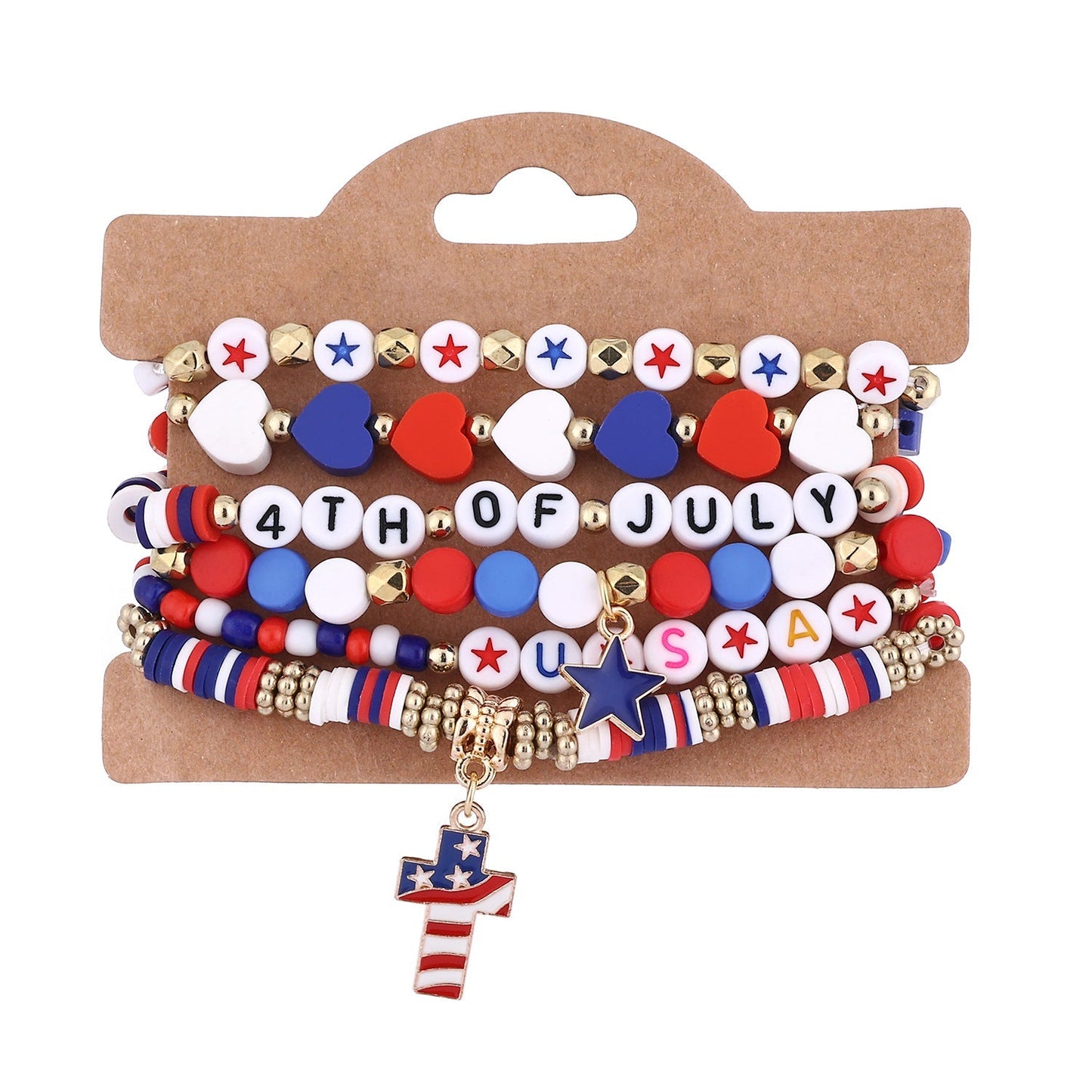 American Flag Multi-Layered Beaded Bracelet