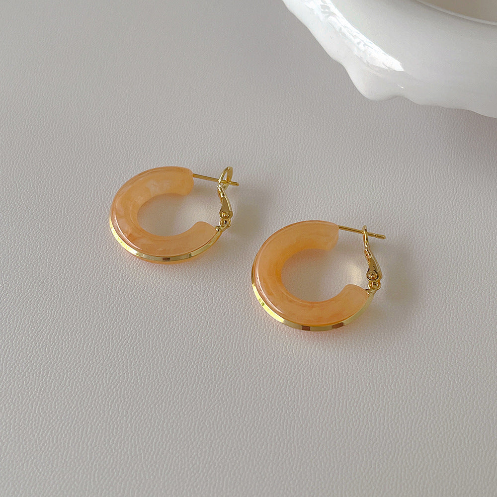 Candy Color Metal Geometics Hoop Earrings