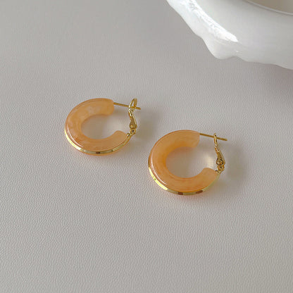 Candy Color Metal Geometics Hoop Earrings