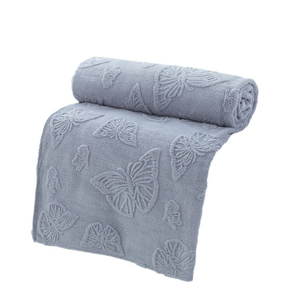 Solid Color Butterfly Jacquard Coral Fleece Blanket