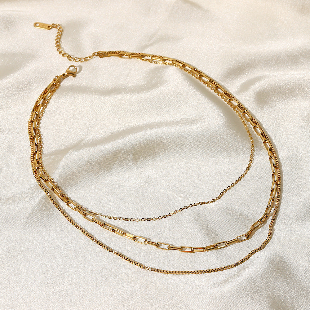 Paperclip Triple Layers Necklace