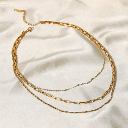 Paperclip Triple Layers Necklace