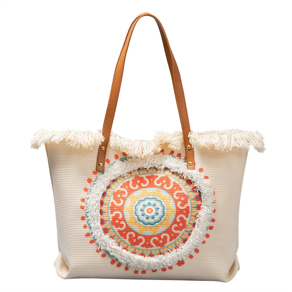Tassel Print Tote Handbags
