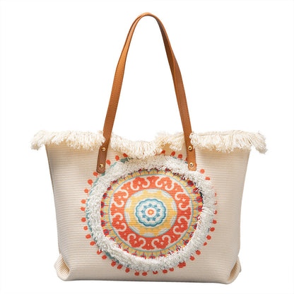 Tassel Print Tote Handbags
