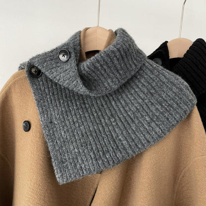 High Collar Button Down Simple Knit Scarve