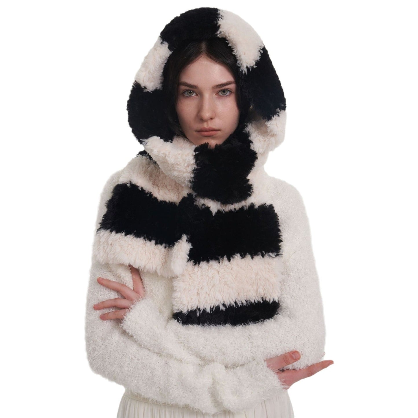 2+ Soft Cute Contrast Color Knit Scarves