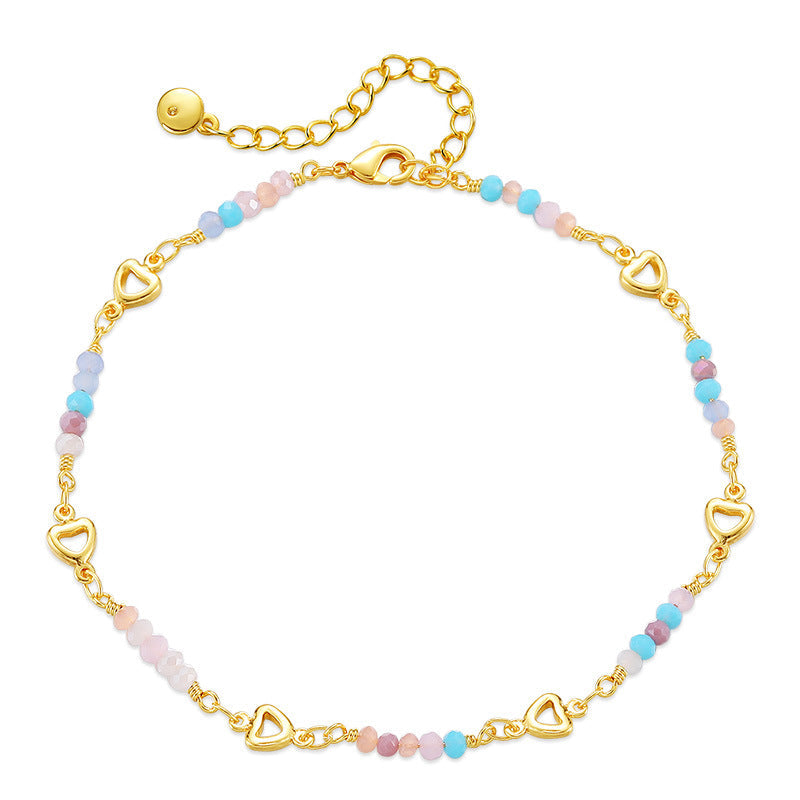 Colorful Beads Love Chain&Link Anklets