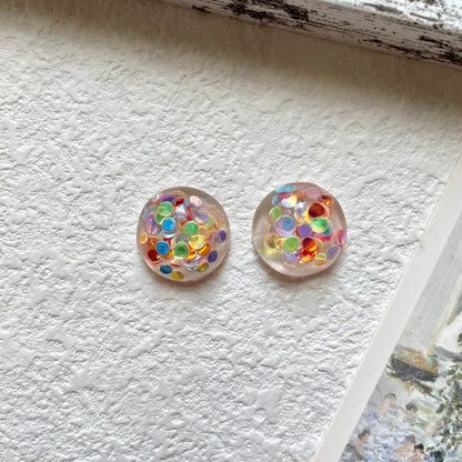 Playful Round Colorful Sequins Stud Earrings