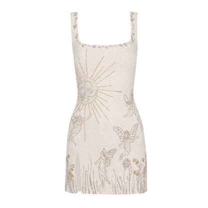 Trendy Butterfly Print Spaghetti Strap  Mini Dress