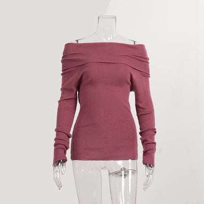 Off Shoulder Sexy Solid Color Knit Top